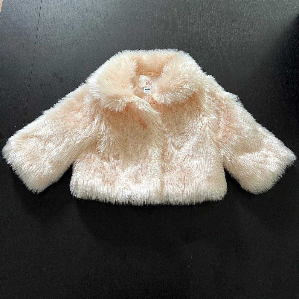 Janie & Jack light pink faux fur coat, NWOT, 3-4yr